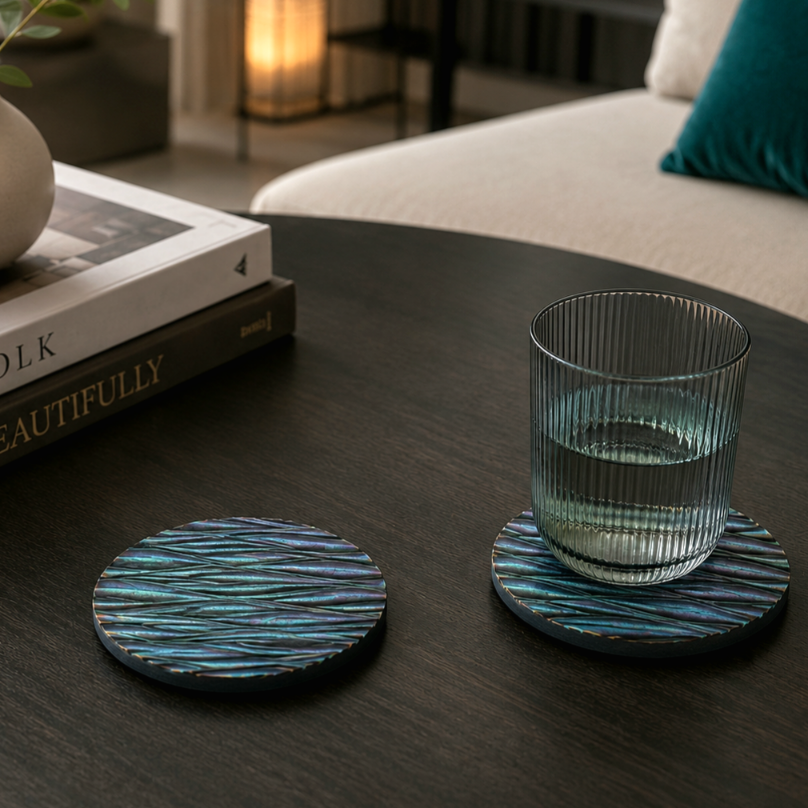 Ocean Aurora - Håndlagde glassbrikker (4pk)