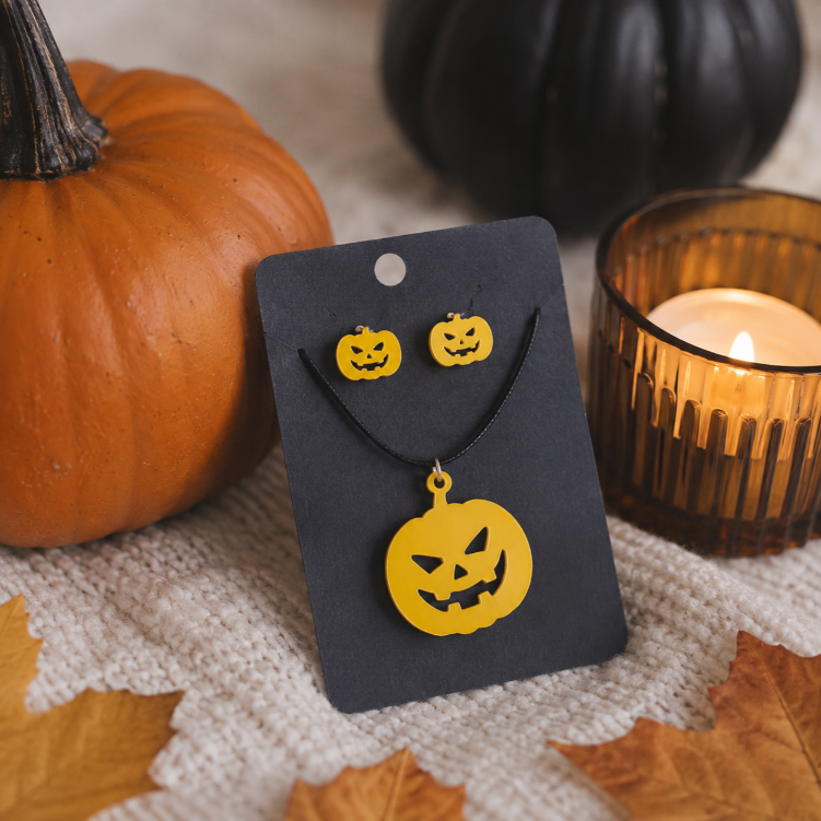 Jack O'Lantern - Håndlaget smykkesett (2pk)