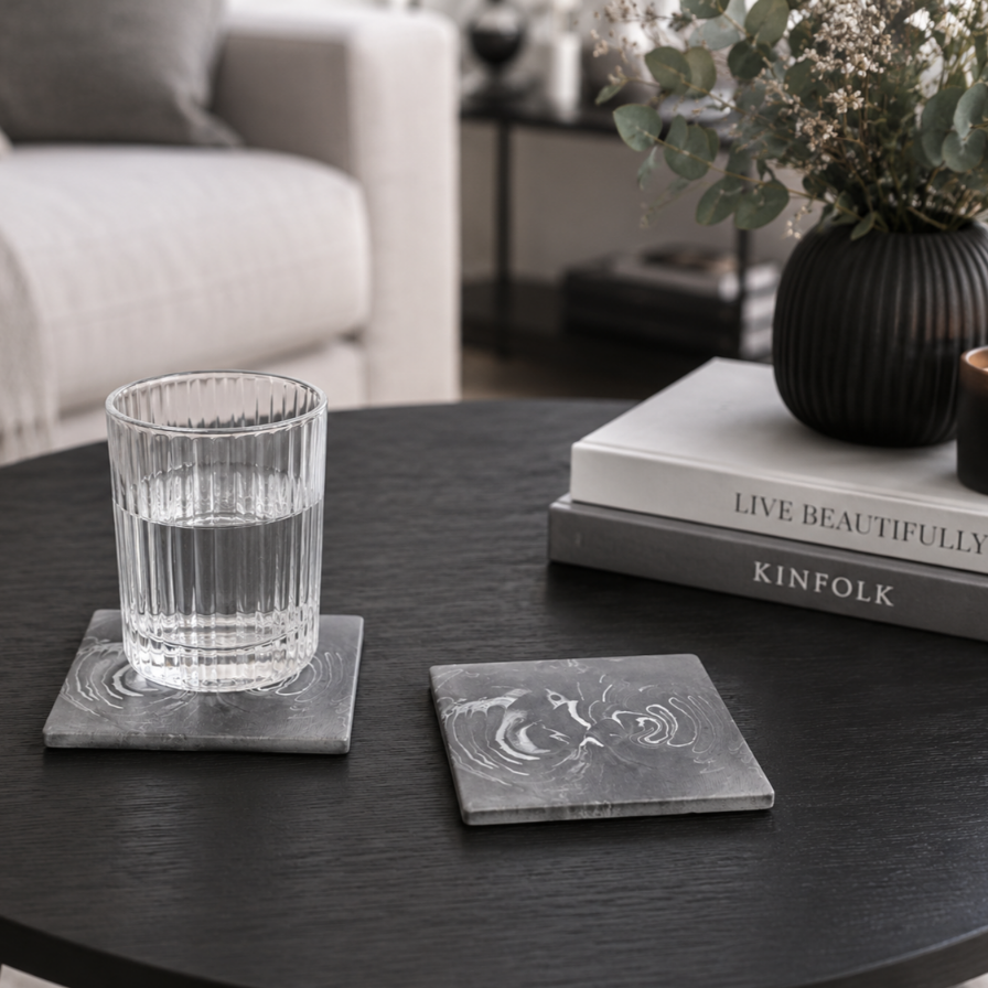 Graphite - Håndlagde glassbrikker (2pk)