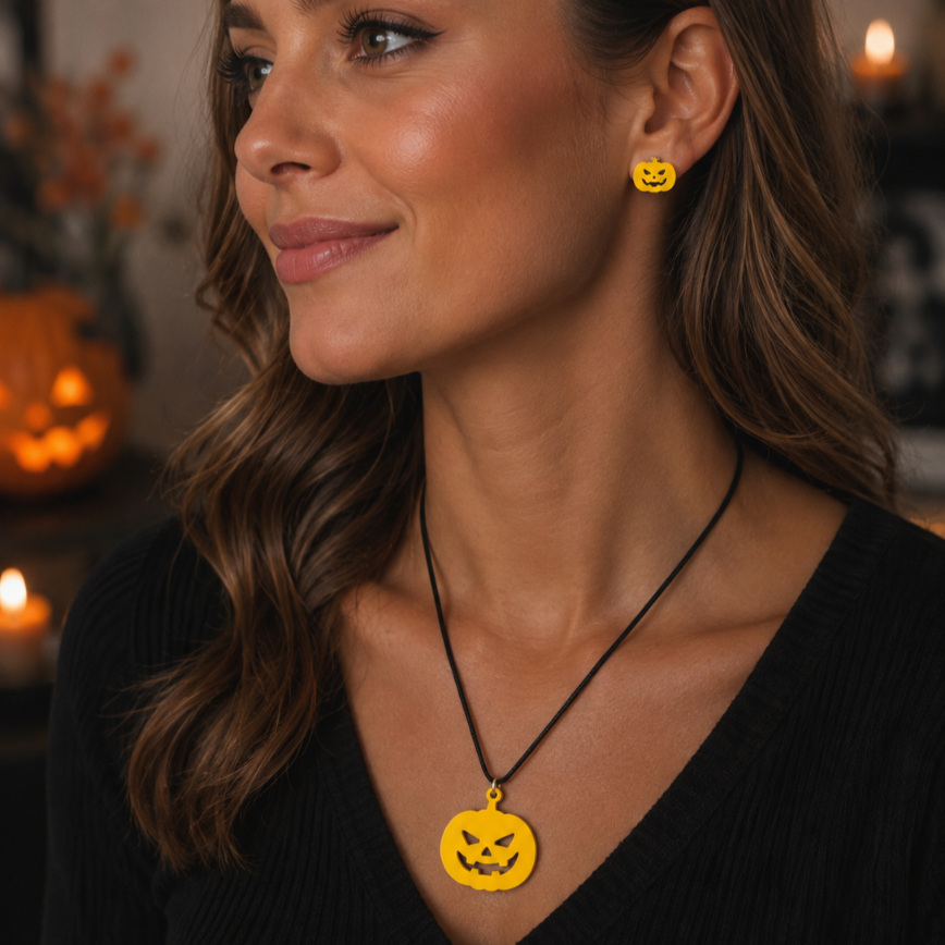 Jack O'Lantern - Håndlaget smykkesett (2pk)
